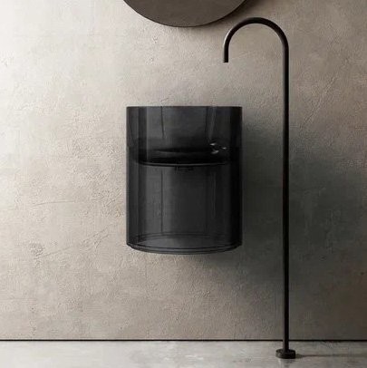 Раковина напольная Abber Kristall AT2704Onyx 42 глянцевая черная, круглая