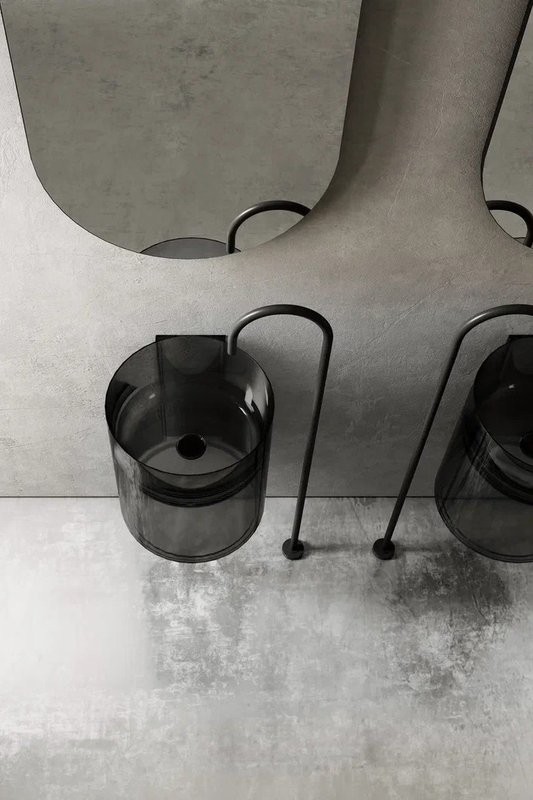 Раковина напольная Abber Kristall AT2704Onyx 42 глянцевая черная, круглая