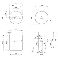 Раковина напольная Abber Kristall AT2704Onyx 42 глянцевая черная, круглая