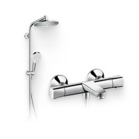 Душевой комплект Термостат Hansgrohe Ecostat universal 13123000 для ванны с душем + Стойка Crometta S 240 1jet Showerpipe Rеno 27270000 EcoSmart