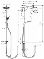 Душевой комплект Термостат Hansgrohe Ecostat universal 13123000 для ванны с душем + Стойка Crometta S 240 1jet Showerpipe Rеno 27270000 EcoSmart
