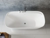 Акриловая ванна Aquanet Fine 260045 170x80 см, отдельностоящая, белая, овальная, на ножках, со сливом-переливом