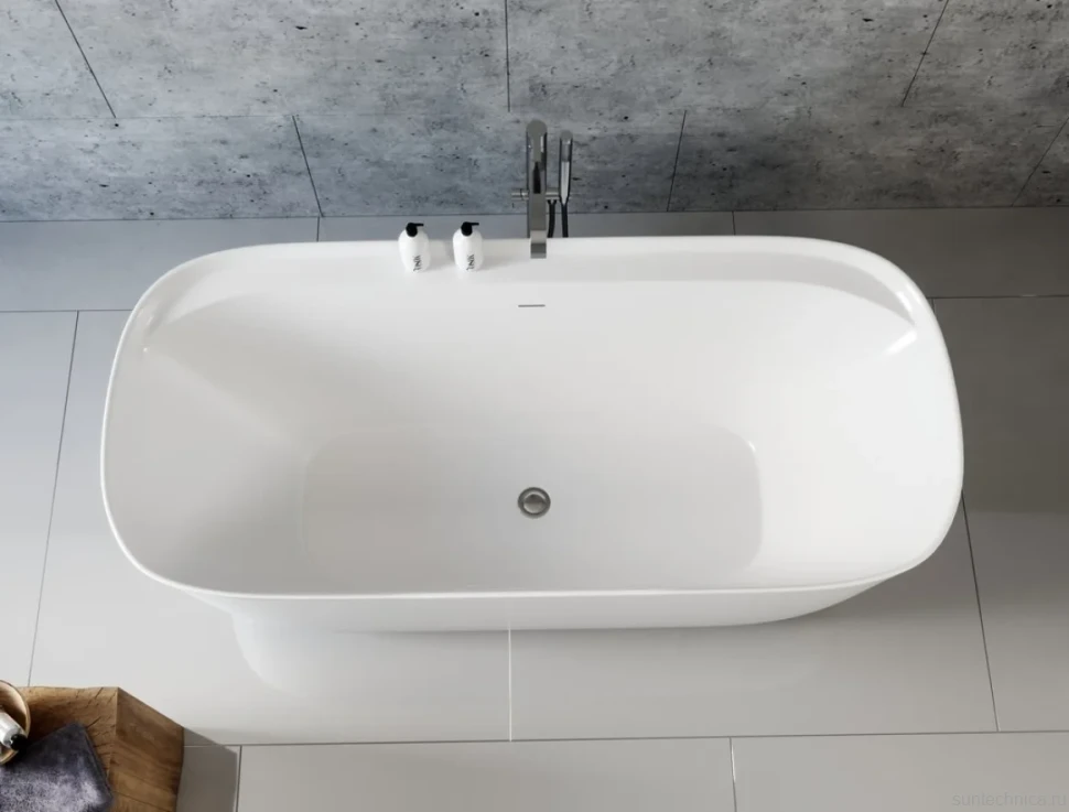 Акриловая ванна Aquanet Fine 260045 170x80 см, отдельностоящая, белая, овальная, на ножках, со сливом-переливом