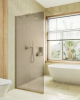 Душевая перегородка Maybahglass MGD-679-3у 109 см, профиль золото, стекло бронза матовое