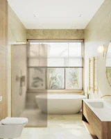 Душевая перегородка Maybahglass MGD-679-3у 109 см, профиль золото, стекло бронза матовое
