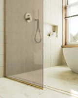 Душевая перегородка Maybahglass MGD-679-3у 109 см, профиль золото, стекло бронза матовое