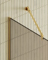 Душевая перегородка Maybahglass MGD-679-3у 109 см, профиль золото, стекло бронза матовое