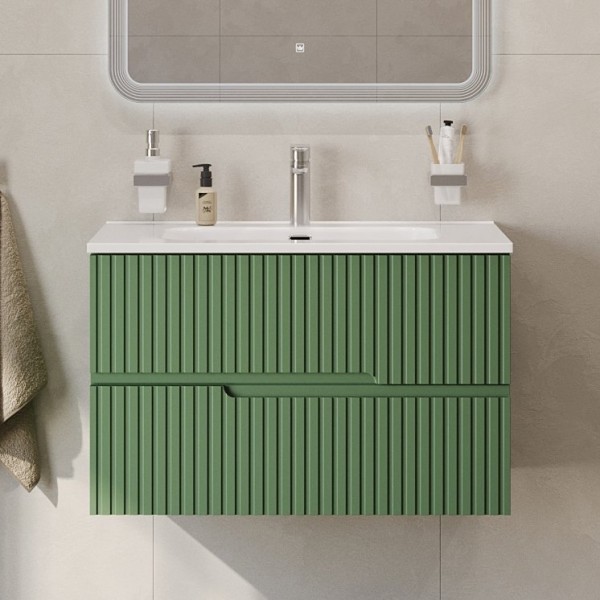 Тумба с раковиной Cezares Duet 80 фисташковый софт, раковина Cezares CZR-8095-80