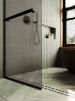 Душевая перегородка Maybahglass MGD-722-6у 69 см, профиль черный, стекло бронза матовое