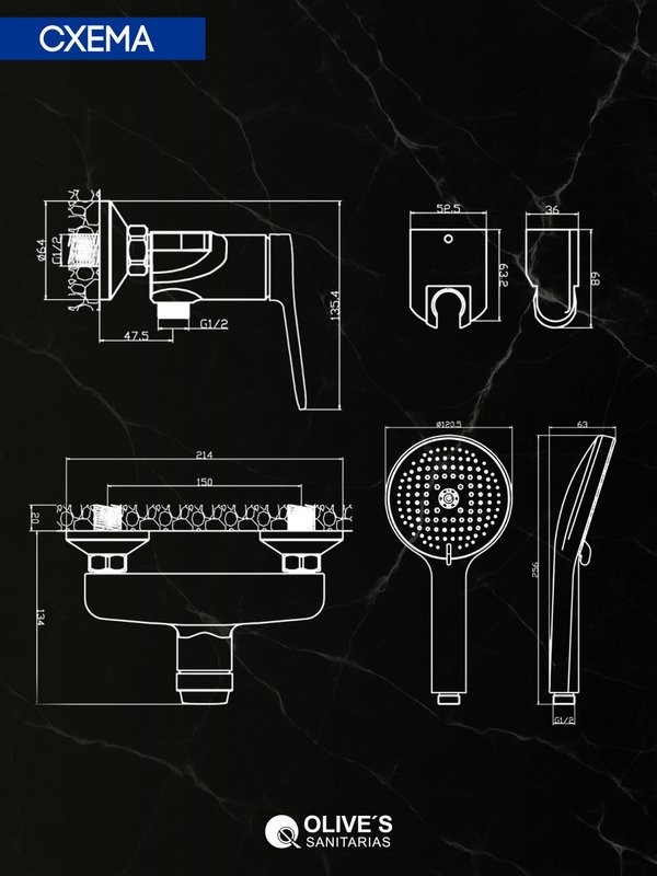 Смеситель для душа Olive'S Riva 39200RV хром