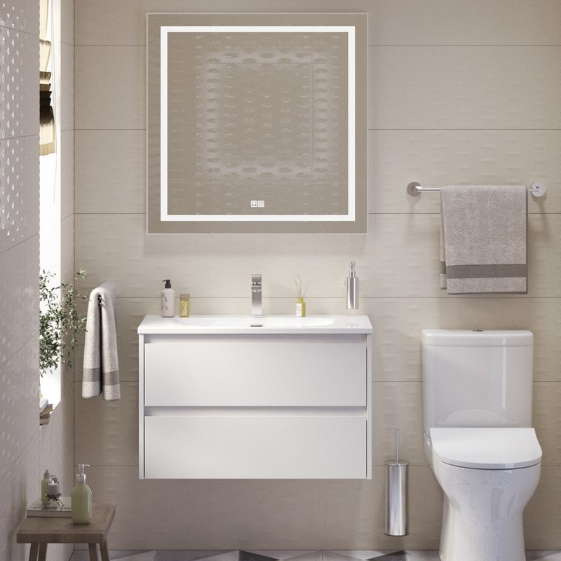 Мебель для ванной комнаты BelBagno Kraft 39 80 bianco opaco, раковина BB-8099-3-80