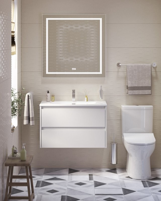 Мебель для ванной комнаты BelBagno Kraft 39 80 bianco opaco, раковина BB-8099-3-80