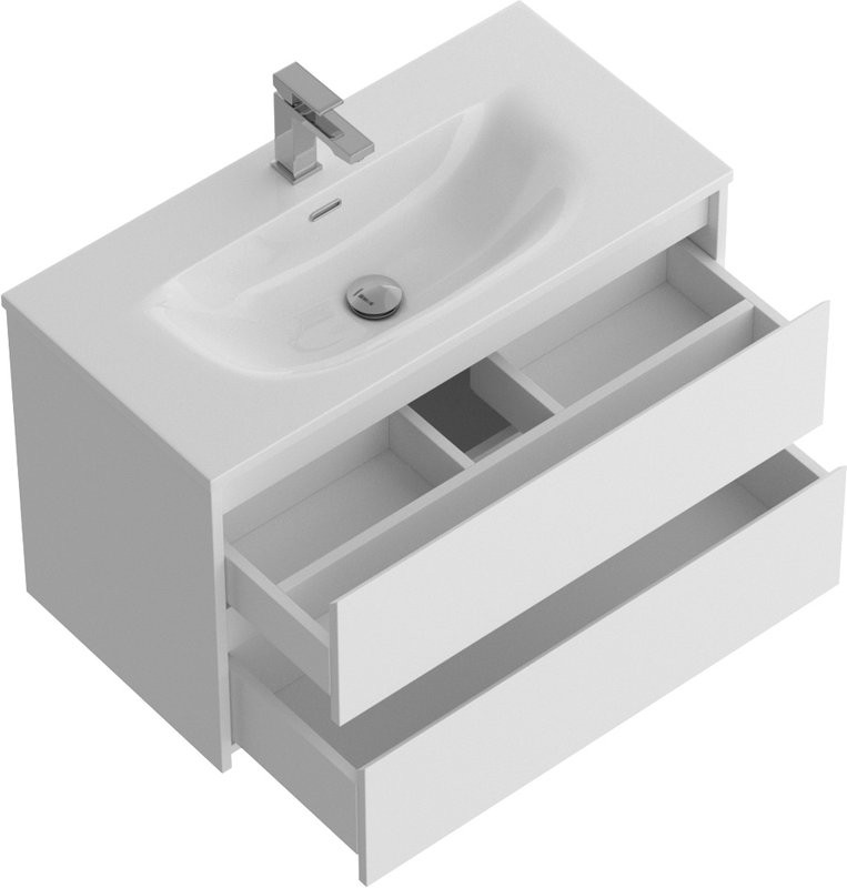 Мебель для ванной комнаты BelBagno Kraft 39 80 bianco opaco, раковина BB-8099-3-80