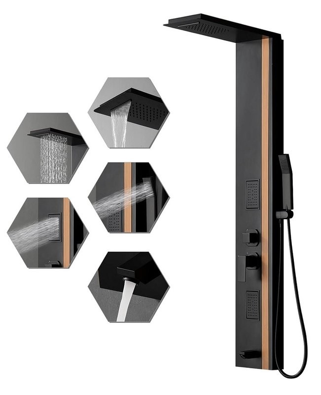 Душевая панель Ceruttispa Rosanna CT10400 черная с вставкой