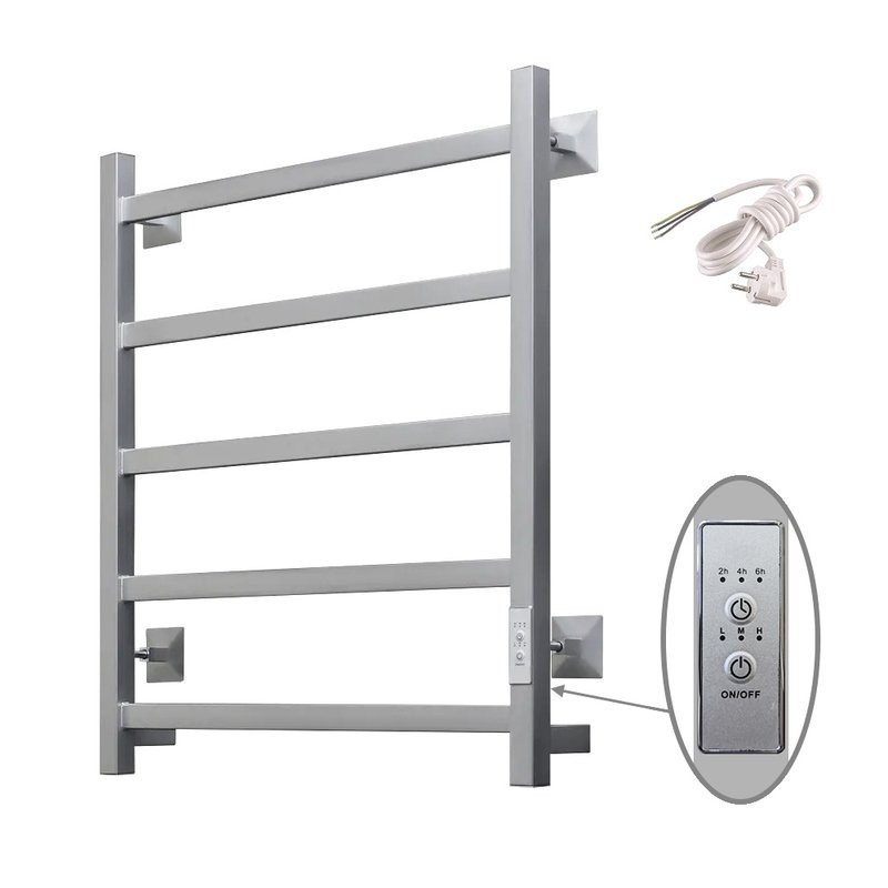 Полотенцесушитель электрический Тругор Пэк 20 кв 60x55 см, подключение справа, слева, матовый хром, лесенка