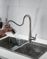 Смеситель для кухни с выдвижным изливом Shevanik S363L, сатин