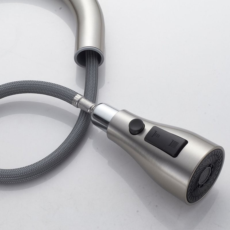 Смеситель для кухни с выдвижным изливом Shevanik S363L, сатин