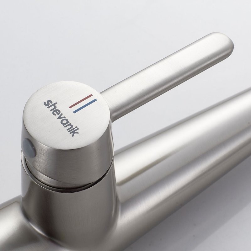 Смеситель для кухни с выдвижным изливом Shevanik S363L, сатин