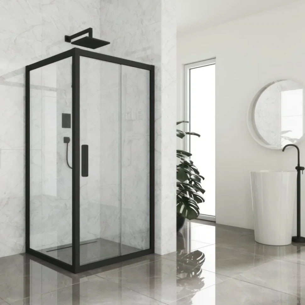 Душевой уголок Kubele DE019 S-CLN-BLMT 110х110 см, профиль матовый черный