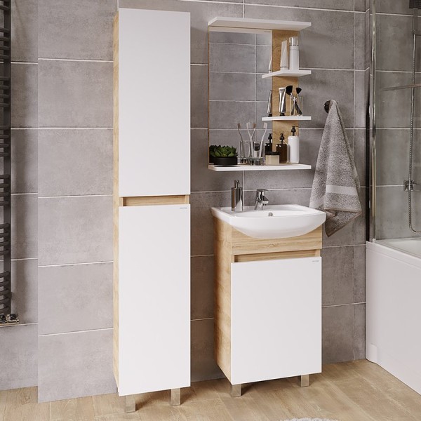 Мебель для ванной комнаты Grossman Поло 50 дуб сонома светлый, белый глянцевый