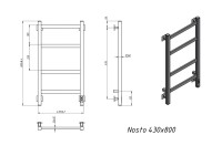 Полотенцесушитель электрический Grota Nosto 430х800 RAL9016 EL 80x45 см, подключение справа, слева, скрытое подключение справа, матовый белый, лесенка, из стали
