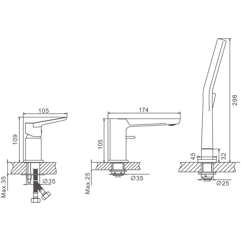 Смеситель на борт ванны BELZ B715 B66715-7 черный