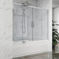 Шторка на ванну Kubele DE019 P4-CLN-CH 155х150 см, профиль хром