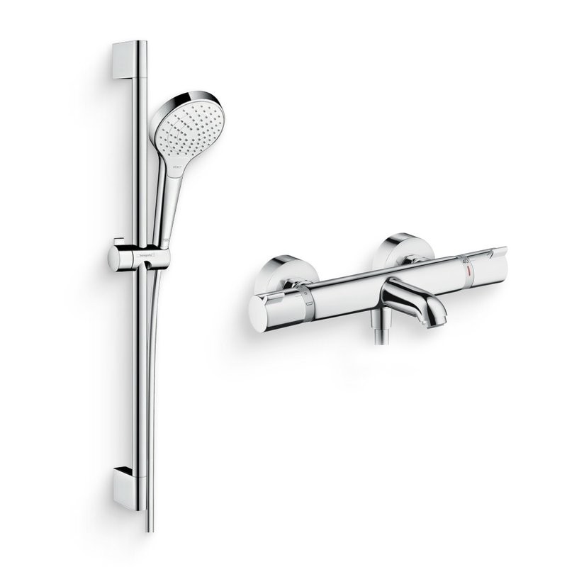 Душевой комплект Термостат Hansgrohe Ecostat Comfort 13114000 для ванны с душем, хром + Гарнитур Croma Select S Vario 26562400