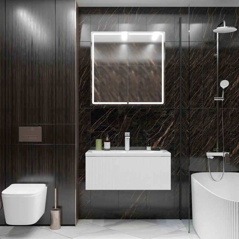 Тумба д/ванной "ВЕКТОР-90" подвесная под раковину Марго-90 (MIXLINE) (ПВХ)