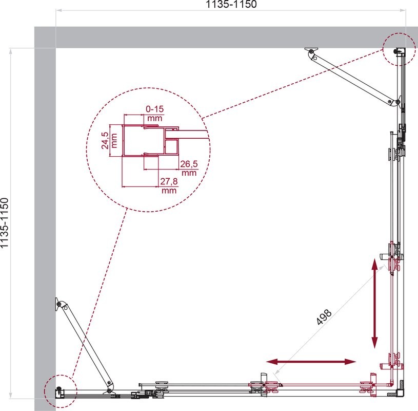 Душевой уголок BelBagno Luce A-22-90+25-C-Cr профиль хром, стекло прозрачное