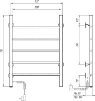 Полотенцесушитель электрический Domoterm Аврора DMT 109-5 50x71, черный, L