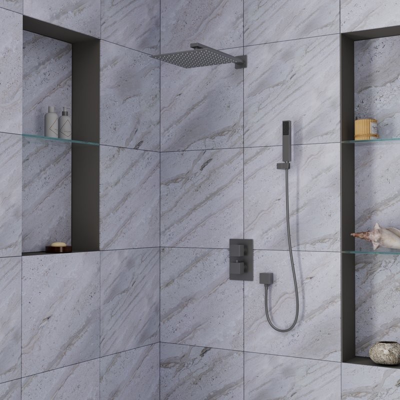 Душевой комплект D&K Bayern.Liszt DA2515706A04 С ВНУТРЕННЕЙ ЧАСТЬЮ, серый графит