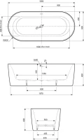 Акриловая ванна Cezares Metauro METAURO-INT-Central-180-80-60-G-W-MATT 180x80 см, отдельностоящая, серая матовая, овальная, вклеенный каркас, со сливом-переливом, с донным клапаном