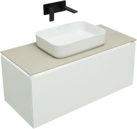 Тумба с раковиной Allen Brau Infinity 100 1+1, подвесная, белый матовый, столешница бежевая