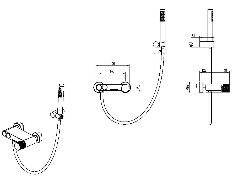 Смеситель для ванны с душем Boheme Stick 123-BRB brushed bronze