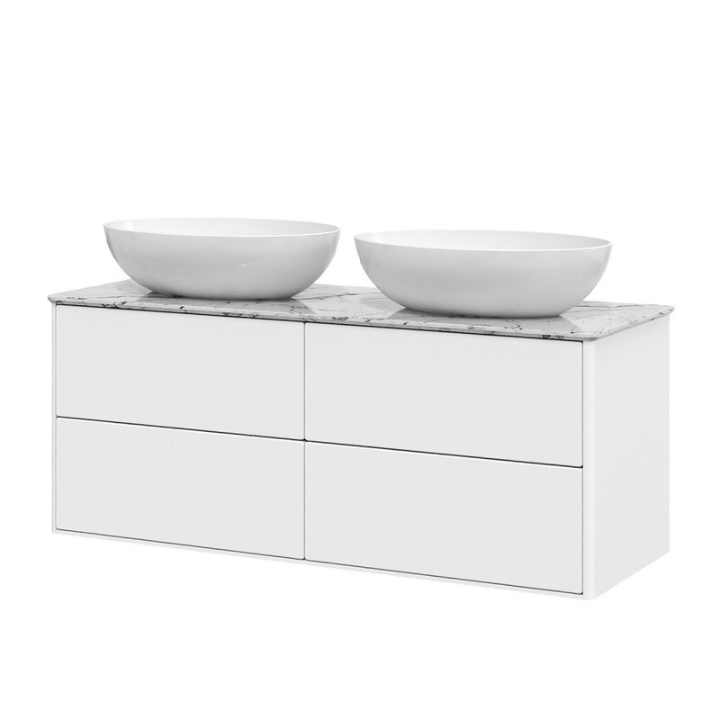 Тумба под раковину со столешницей Belux Джаз 120 подвесная, белая глянцевая