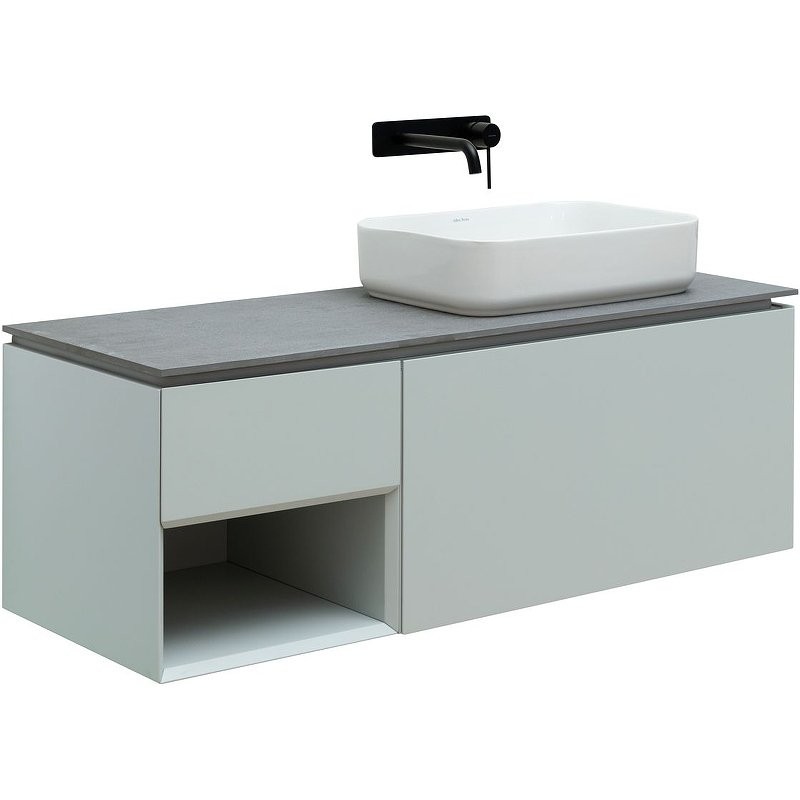 Мебель для ванной комнаты Allen Brau Infinity 120 1+1 R, подвесная, папирус матовый, столешница графит структ