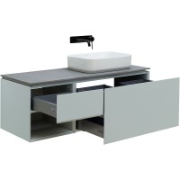 Мебель для ванной комнаты Allen Brau Infinity 120 1+1 R, подвесная, папирус матовый, столешница графит структ