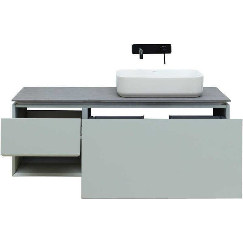Мебель для ванной комнаты Allen Brau Infinity 120 1+1 R, подвесная, папирус матовый, столешница графит структ