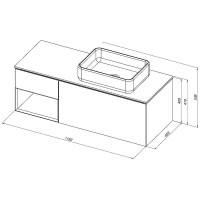 Мебель для ванной комнаты Allen Brau Infinity 120 1+1 R, подвесная, папирус матовый, столешница графит структ