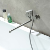 Смеситель с длинным изливом для ванны AQUATEK Ника AQ1842BGM оружейная сталь