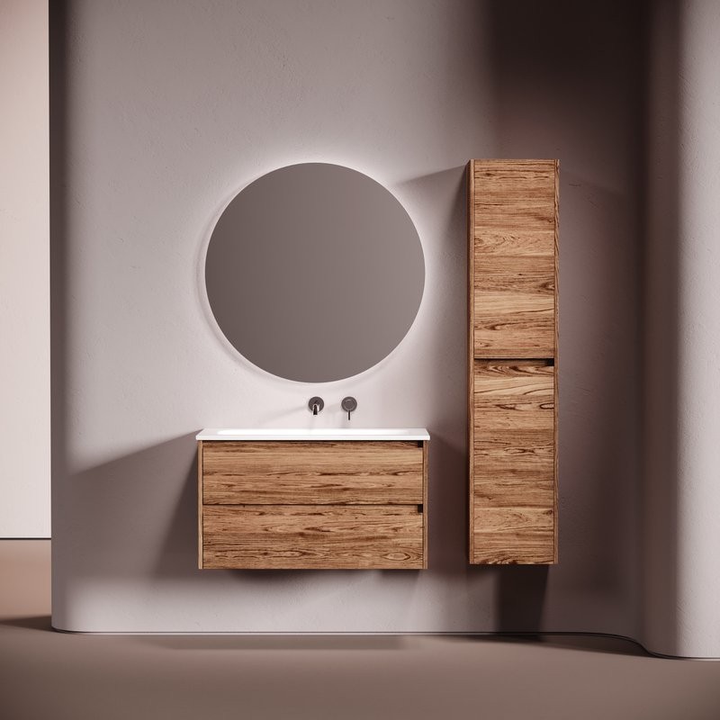 Мебель для ванной комнаты Sancos Libra 90 подвесная, дуб чарльстон, раковина СN7019wx