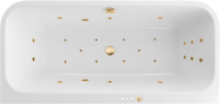 Акриловая ванна Excellent Arana Ultra 180x85 см, встраиваемая, с гидромассажем, белая, с каркасом, со сливом-переливом, фурнитура золото