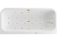 Акриловая ванна Excellent Arana Ultra 180x85 см, встраиваемая, с гидромассажем, белая, с каркасом, со сливом-переливом, фурнитура золото