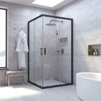 Душевой уголок Vegas Glass Za Novo ZA NOVO 110 02М 01 профиль черный матовый, стекло прозрачное