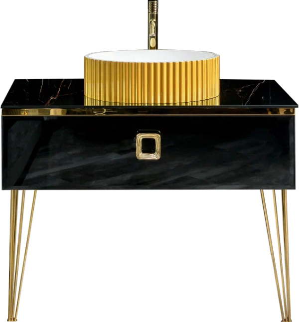 Тумба под раковину со столешницей Armadi Art Lucido 100 глянцевый черный