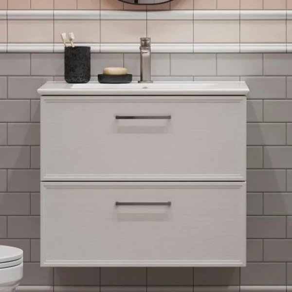 Тумба с раковиной KERAMA MARAZZI Piano Classic 75 подвесная, ясень белый матовый