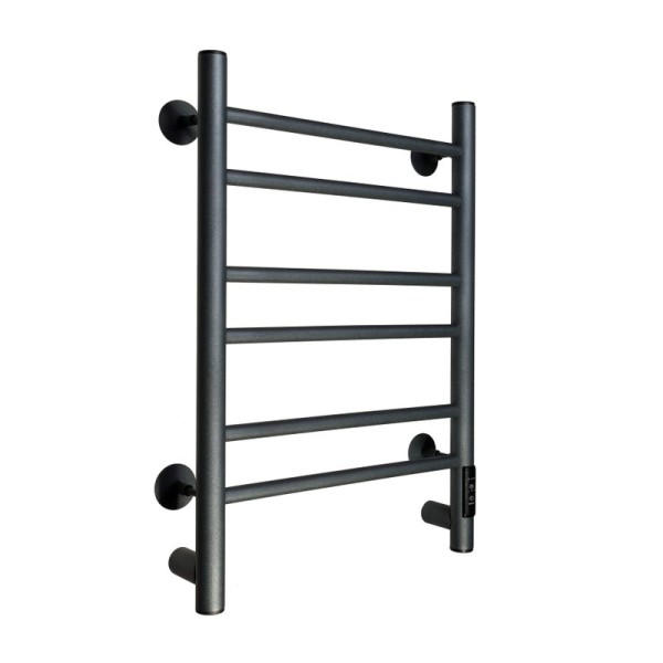 Полотенцесушитель электрический Comfysan Vita EC-6 60x55 см, подключение справа, слева, скрытое подключение справа, оружейная сталь, лесенка, из стали