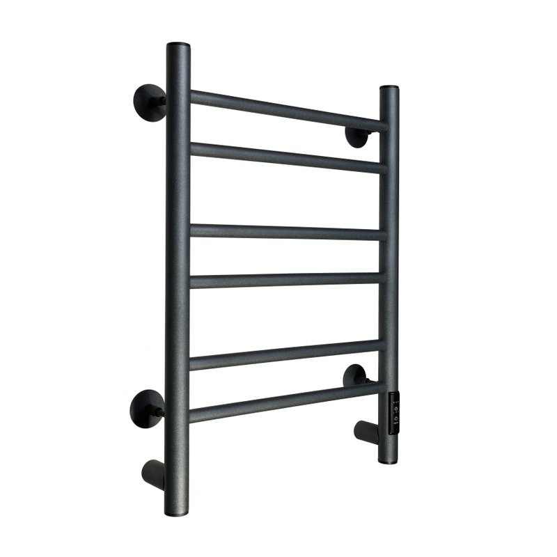 Полотенцесушитель электрический Comfysan Vita EC-6 60x55 см, подключение справа, слева, скрытое подключение справа, оружейная сталь, лесенка, из стали