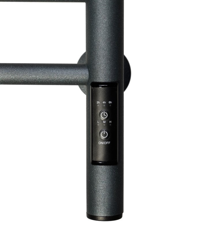 Полотенцесушитель электрический Comfysan Vita EC-6 60x55 см, подключение справа, слева, скрытое подключение справа, оружейная сталь, лесенка, из стали